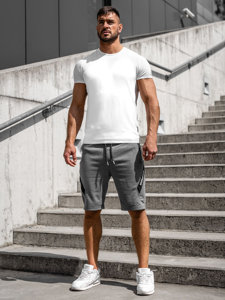 Bolf Herren Kurze Sporthose Shorts Grau-Weiß  Q3875