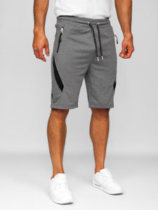 Bolf Herren Kurze Sporthose Shorts Grau-Weiß  Q3875