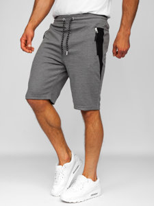 Bolf Herren Kurze Sporthose Shorts Grau-Weiß  Q3876