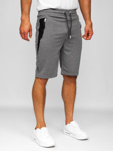 Bolf Herren Kurze Sporthose Shorts Grau-Weiß  Q3876