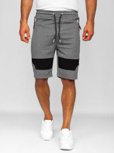 Bolf Herren Kurze Sporthose Shorts Grau-Weiß  Q3877