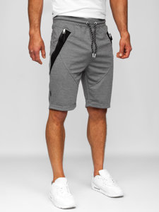 Bolf Herren Kurze Sporthose Shorts Grau-Weiß  Q3878