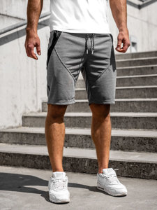 Bolf Herren Kurze Sporthose Shorts Grau-Weiß  Q3878