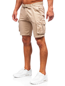 Bolf Herren Kurze Stoffhose mit Gürtel Cargoshorts Camel 010