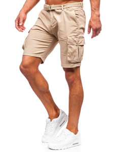 Bolf Herren Kurze Stoffhose mit Gürtel Cargoshorts Camel 010