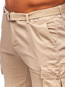 Bolf Herren Kurze Stoffhose mit Gürtel Cargoshorts Camel 010