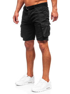 Bolf Herren Kurze Stoffhose mit Gürtel Cargoshorts Schwarz 010