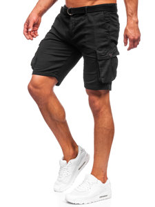 Bolf Herren Kurze Stoffhose mit Gürtel Cargoshorts Schwarz 010