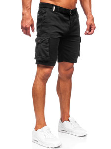 Bolf Herren Kurze Stoffhose mit Gürtel Cargoshorts Schwarz 010