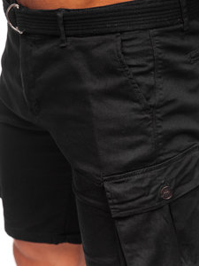 Bolf Herren Kurze Stoffhose mit Gürtel Cargoshorts Schwarz 010