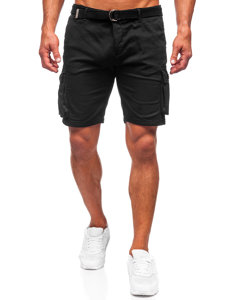 Bolf Herren Kurze Stoffhose mit Gürtel Cargoshorts Schwarz 010