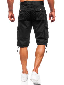 Bolf Herren Kurze Stoffhose mit Gürtel Cargoshorts Schwarz 77885