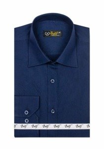 Bolf Herren Langarm Hemd Elegant Dunkelblau  1703