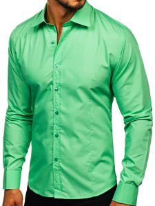 Bolf Herren Langarm Hemd Elegant Mintgrün  1703