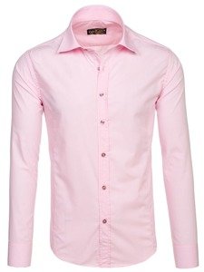 Bolf Herren Langarm Hemd Elegant Rosa  1703