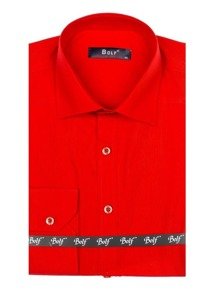 Bolf Herren Langarm Hemd Elegant Rot  1703