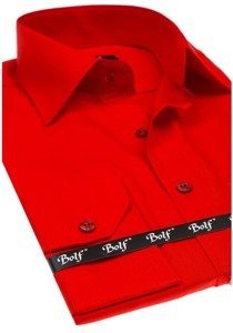 Bolf Herren Langarm Hemd Elegant Rot  1703