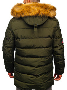 Bolf Herren Lange Gepolsterte Winterjacke Khaki  6476