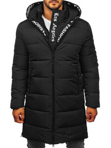 Bolf Herren Lange Gepolsterte Winterjacke Schwarz  19M1291