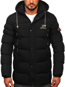 Bolf Herren Lange Gepolsterte Winterjacke Schwarz  22M53