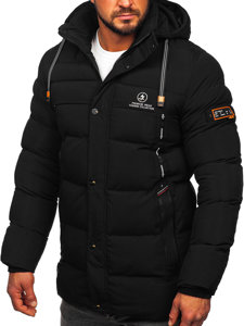 Bolf Herren Lange Gepolsterte Winterjacke Schwarz  22M53