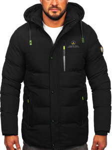 Bolf Herren Lange Gepolsterte Winterjacke Schwarz  22M57