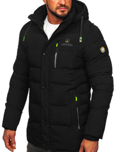 Bolf Herren Lange Gepolsterte Winterjacke Schwarz  22M57