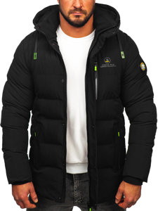 Bolf Herren Lange Gepolsterte Winterjacke Schwarz  22M57