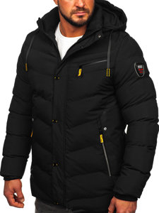 Bolf Herren Lange Gepolsterte Winterjacke Schwarz  22M59