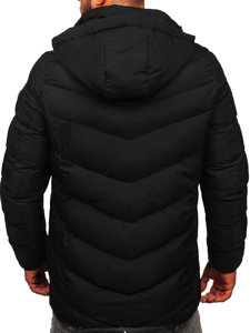 Bolf Herren Lange Gepolsterte Winterjacke Schwarz  22M59