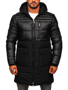 Bolf Herren Lange Gepolsterte Winterjacke Schwarz  22M62