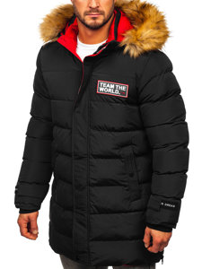 Bolf Herren Lange Gepolsterte Winterjacke Schwarz  6477