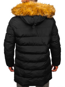 Bolf Herren Lange Gepolsterte Winterjacke Schwarz  6477