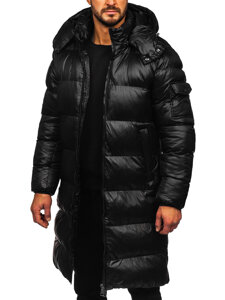 Bolf Herren Lange Gepolsterte Winterjacke Schwarz 9971