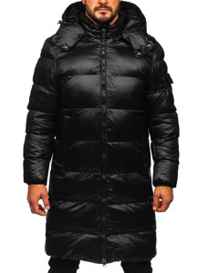 Bolf Herren Lange Gepolsterte Winterjacke Schwarz 9971