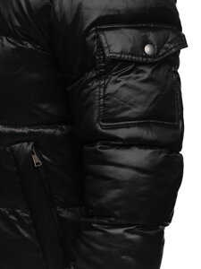 Bolf Herren Lange Gepolsterte Winterjacke Schwarz 9971