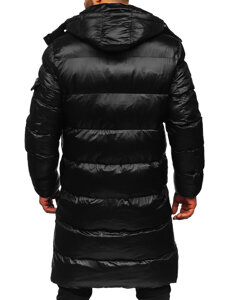 Bolf Herren Lange Gepolsterte Winterjacke Schwarz 9971