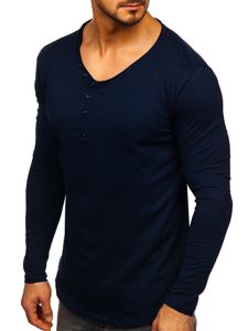 Bolf Herren Longsleeve ohne Motiv Dunkelblau 5059