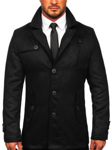 Bolf Herren Mantel Schwarz 3127