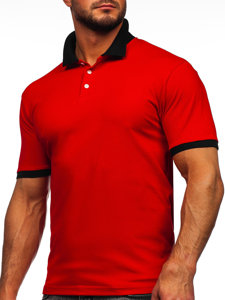 Bolf Herren Polohemd Kurzarm Rot-Schwarz  0003