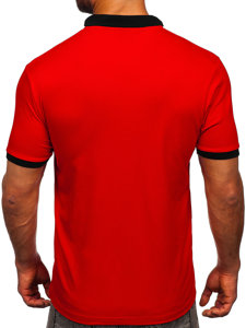 Bolf Herren Polohemd Kurzarm Rot-Schwarz  0003