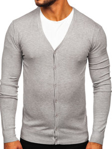 Bolf Herren Pullover Aufknöpfbar Grau  YY06