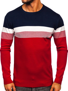 Bolf Herren Pullover Dunkelblau-Rot  H2116