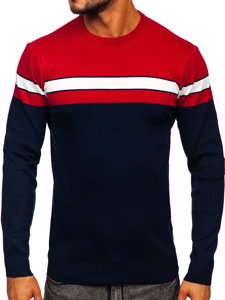 Bolf Herren Pullover Rot-Dunkelblau  H2107