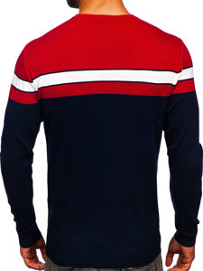 Bolf Herren Pullover Rot-Dunkelblau  H2107