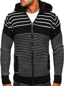 Bolf Herren Pullover mit Reißverschluss und Kapuze Warme Sweatjacke Schwarz  2031