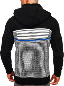 Bolf Herren Pullover mit Reißverschluss und Kapuze Warme Sweatjacke Schwarz  2048