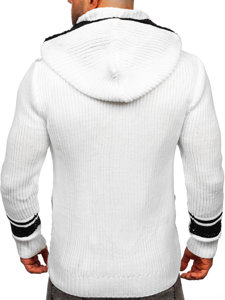 Bolf Herren Pullover mit Reißverschluss und Kapuze Warme Sweatjacke Weiß  2051