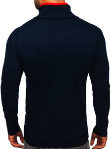 Bolf Herren Pullover mit Stehkragen Dunkelblau 1051