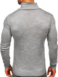 Bolf Herren Pullover mit Stehkragen Grau  1008